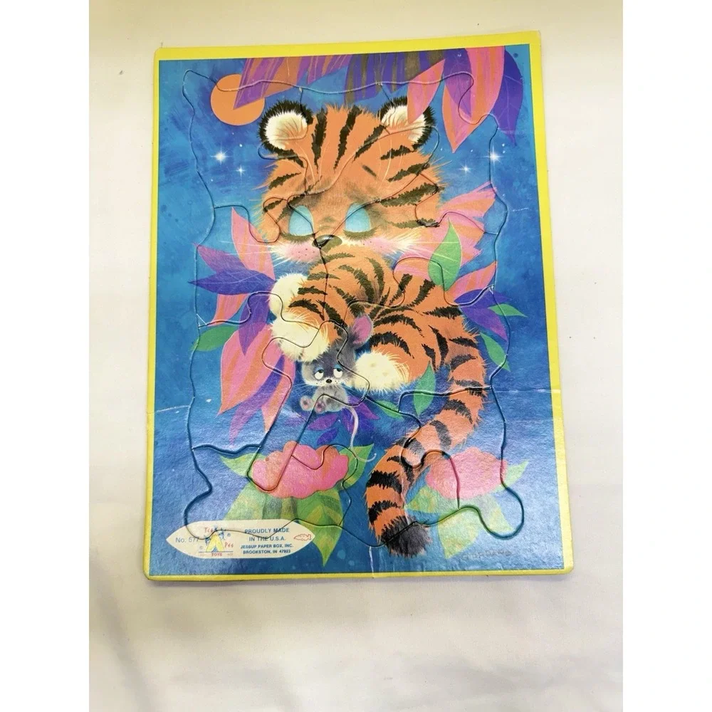 VTG (4) Tee Pee Toys Big Eye Animals Frame Tray Puzzles 8.5